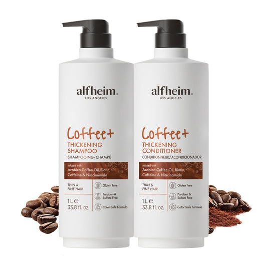 ALFHEIM Coffee+ Thickening Shampoo & Conditioner Set for Fine, Thin & Weak Hair with Caffeine, Biotin & Arabica Coffee Oil - Strengthening Beauty & Personal Care ALFHEIM
