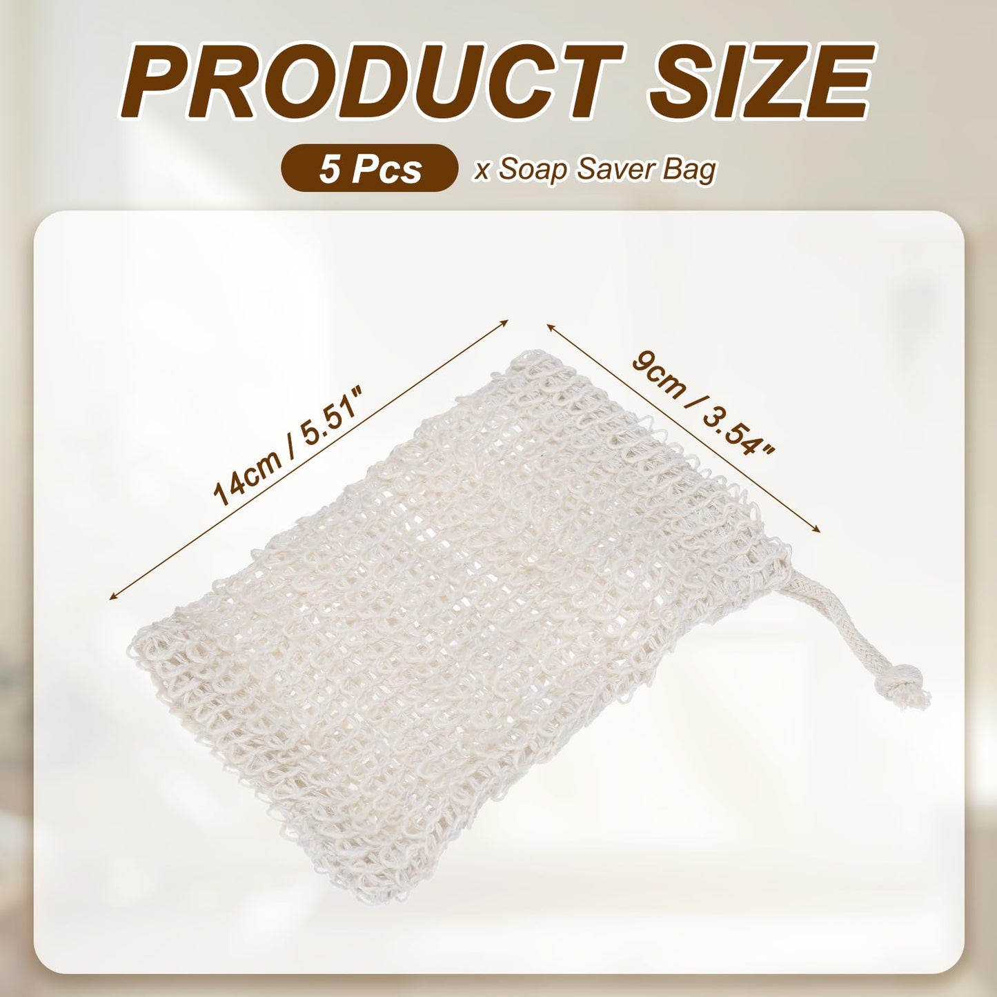 uxcell 5 Pcs Soap Saver Bag, 5.5"x3.5" Mesh Soap Bag with Drawstring Cotton Scrubber Pouch Exfoliating Net for Body Shower Foaming Travel Camping Beauty and Personal Care uxcell
