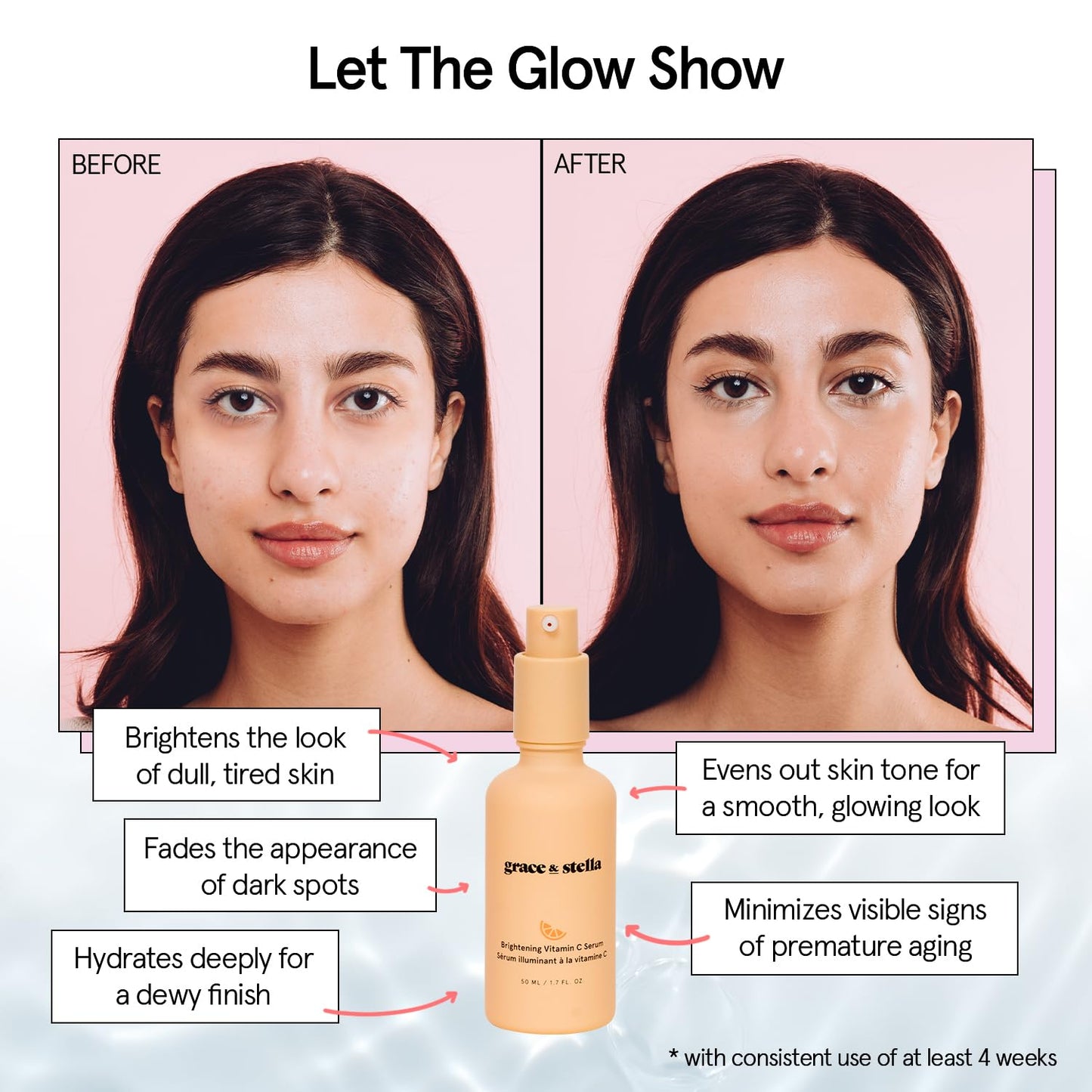 grace & stella Vitamin C Serum for Face (50ml /1.7 fl oz)- Brightening Vitamin C for Face with Hyaluronic Acid Serum To Reduce Dullness & Dark Spots Beauty & Personal Care grace & stella