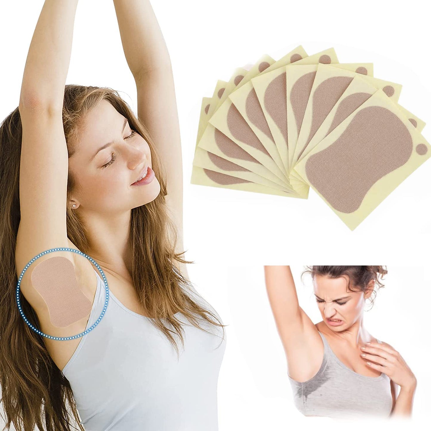 Underarm Sweat Pads, 10 PCS Self-adhesive Armpit Prevent Sweat Pads, Disposable Invisible Antiperspirant Sticker, Absorbent Sweat Armpits Perspiration Beauty and Personal Care Jocaluyia
