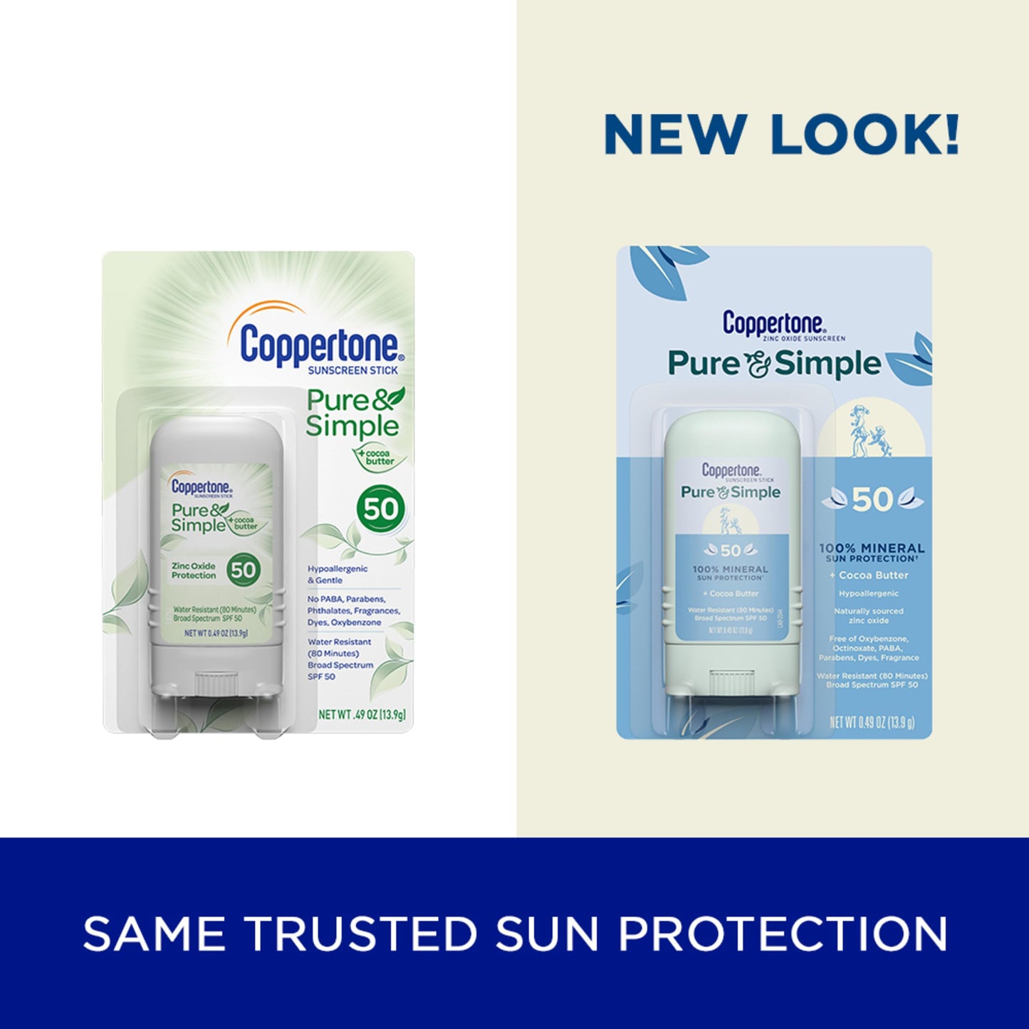 Coppertone Pure and Simple Mineral Sunscreen Stick SPF 50, Water Resistant, Hypoallergenic, Face Sunscreen with Broad Spectrum UVA/UVB Protection Beauty & Personal Care Coppertone