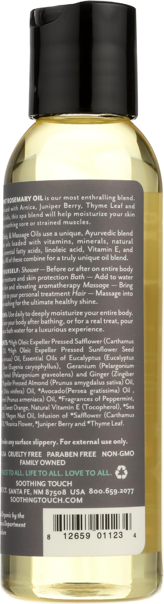 Soothing Touch Peppermint Rosemary Organic Bath, Body & Massage Oil, 4 Fl Oz Beauty and Personal Care Soothing Touch