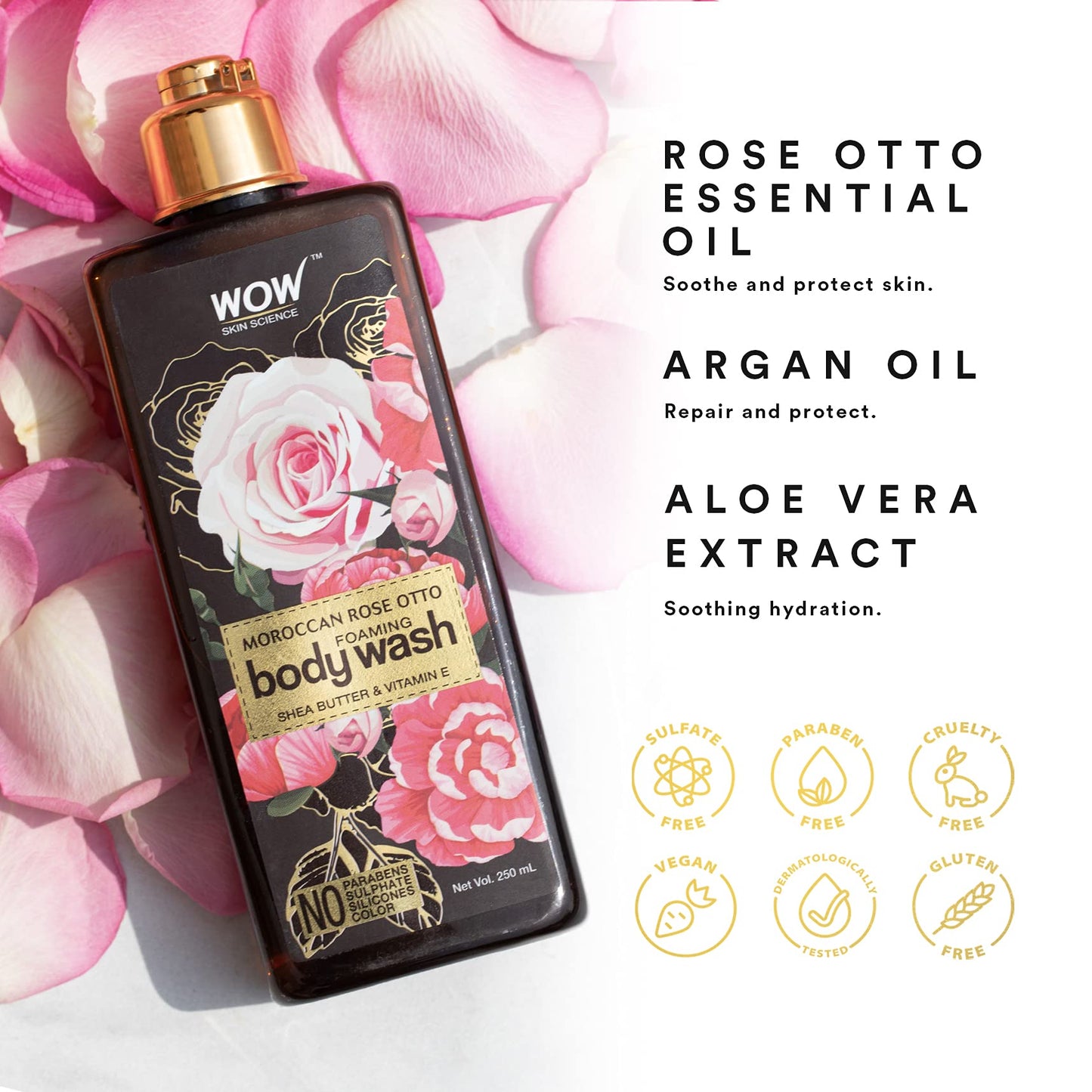 WOW Skin Science Moroccan Rose Otto Body Wash - Maximum Hydration For Smooth, Healthier, Softer Skin For Men, Women, Teen- Subtle Flowery Scent Beauty & Personal Care WOW Skin Science