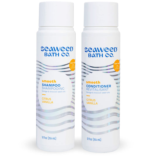 Seaweed Bath Co. Smooth Shampoo and Conditioner Set - Citrus Vanilla - Hydrate With Aloe, Borage Oil, and Broccoli Seed Oil for Sleek, Shiny Hair - 12 Beauty & Personal Care The Seaweed Bath Co.