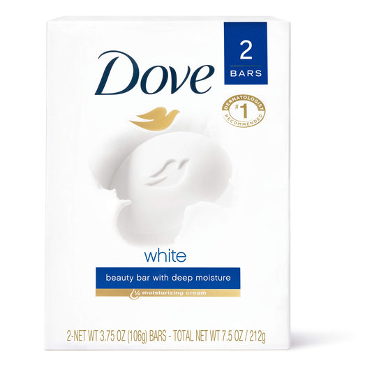 Dove Beauty Bar More Moisturizing than Bar Soap White Effectively Washes Away Bacteria While Nourishing Your Skin 3.75 oz 2 Bars Beauty & Personal Care Dove
