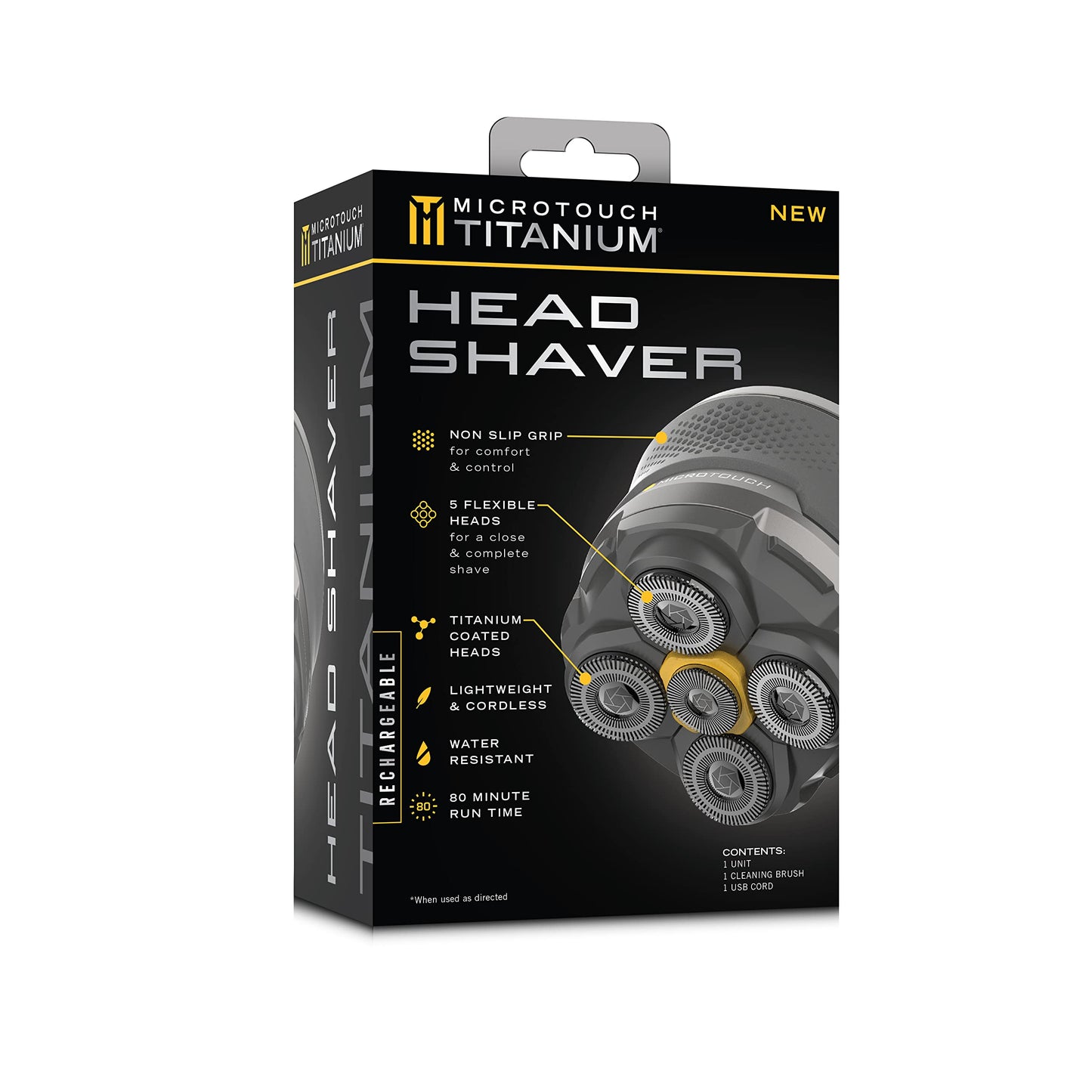 Microtouch Titanium Electric Head Shaver - Rechargeable Head and Face Shaver for Men, Cordless Razor Beauty & Personal Care Micro Touch