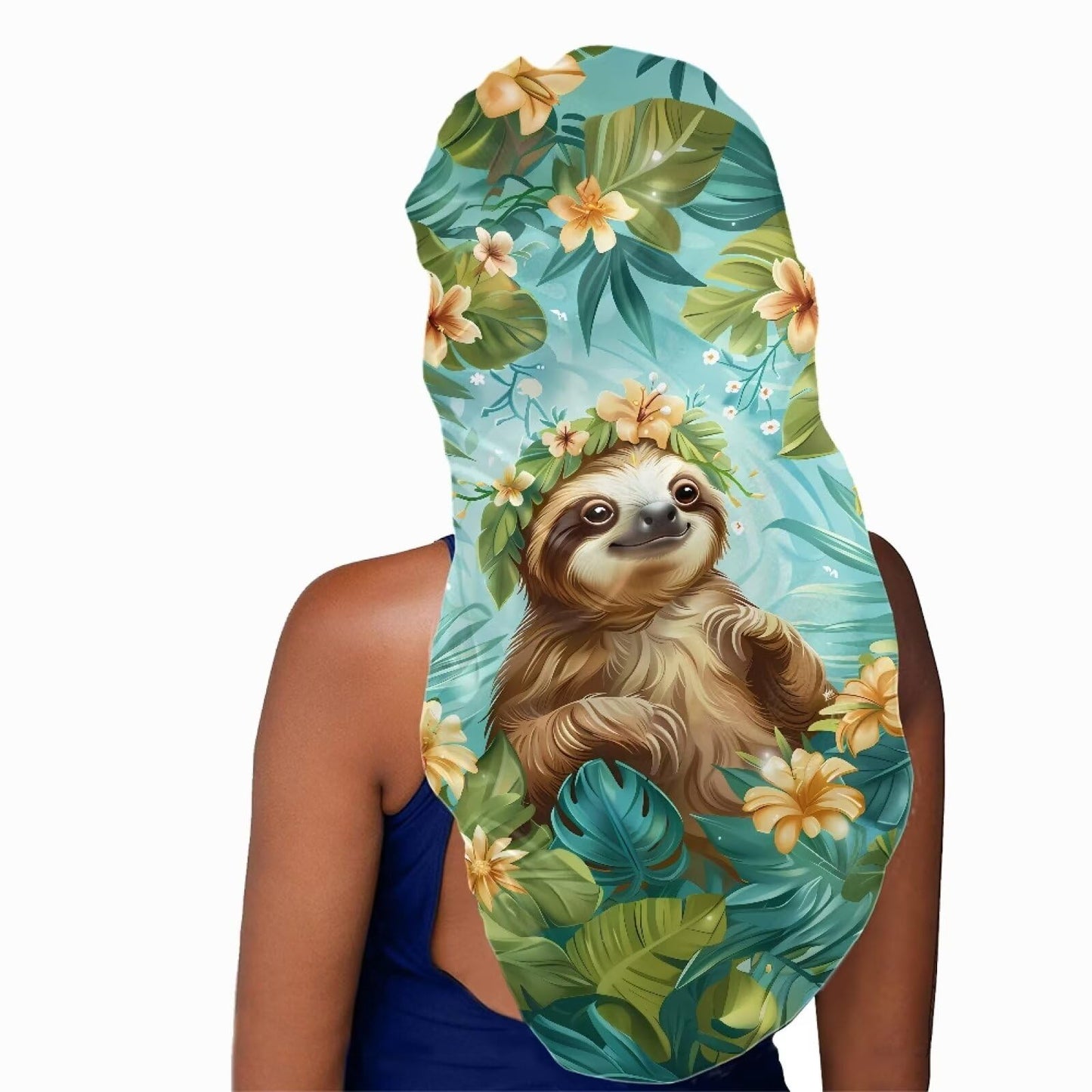 AFPANQZ Tropical Flower Sloth Satin Sleep Cap for Long Hair Long Bonnet Night Sleeping Caps with Wide Elastic Band Cap Bonnets to Protect Hair Beauty and Personal Care AFPANQZ