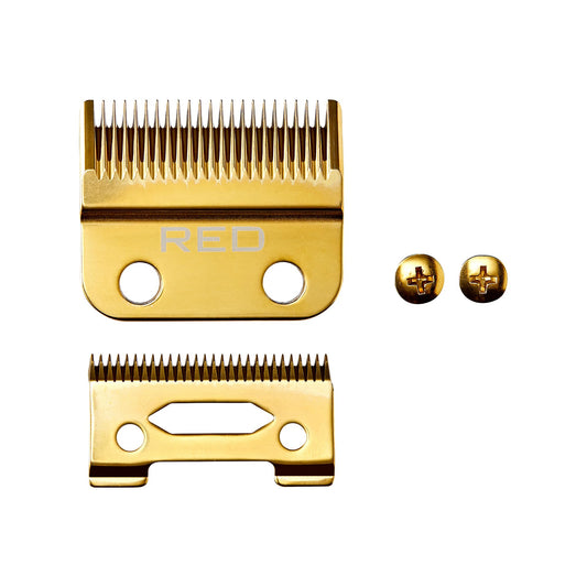 Red by Kiss Professional Blades for Cordless Clipper, Precision 2 Holes Stagger Tooth Replacement Blades with Gold Carbon Steel (Clipper Blade) Beauty and Personal Care Red by Kiss