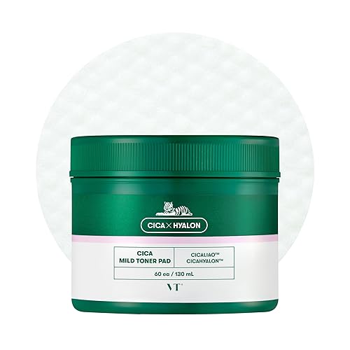 VT COSMETICS CICA Mild Toner Pad (60 Pads) - Exfoliating, Hydrating, Soothing, pH Balancing With BHA, Centella Asiatica Extract, Hyaluronic Acids Beauty & Personal Care VT COSMETICS