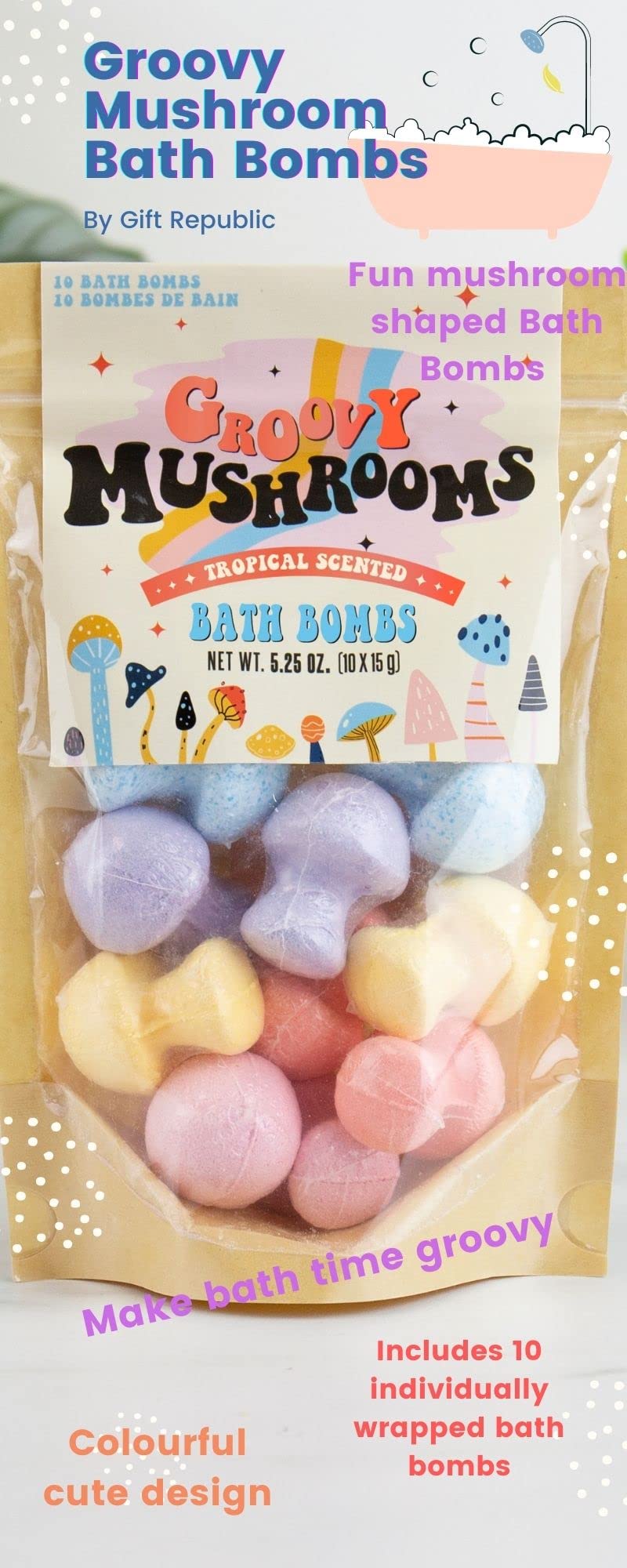 Groovy Mushroom Bath Bombs Beauty and Personal Care Gift Republic