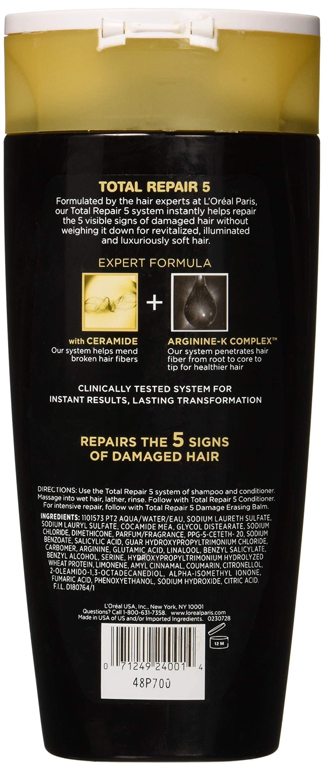 L'Oreal Paris Elvive Total Repair 5 Repairing Shampoo, 25.4 Oz Beauty & Personal Care L'Oreal Paris