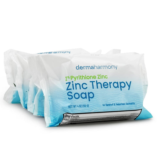 Dermaharmony Set of 5 2% Pyrithione Zinc (ZnP) Bar Soap 4 oz - Crafted for Those with Skin Conditions - Seborrheic Dermatitis, Dandruff, etc. Beauty and Personal Care Dermaharmony Default Title