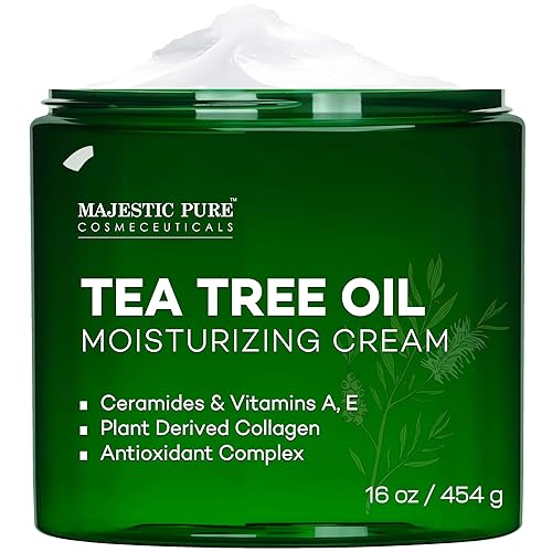 Majestic Pure Tea Tree Oil Moisturizing Cream - Body, Foot & Face Moisturizer - With Ceramides, Vitamins A E & Vegan Collagen - For Dry Skin, Oily Beauty & Personal Care Majestic Pure