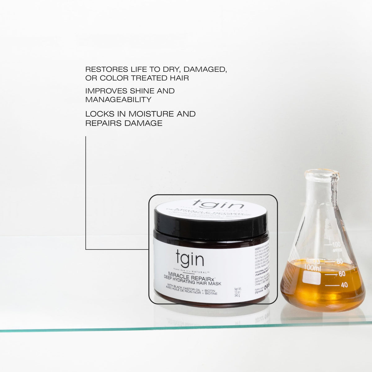 tgin Miracle RepaiRx Deep Hydrating Hair Mask - Moisture & Breakage Control