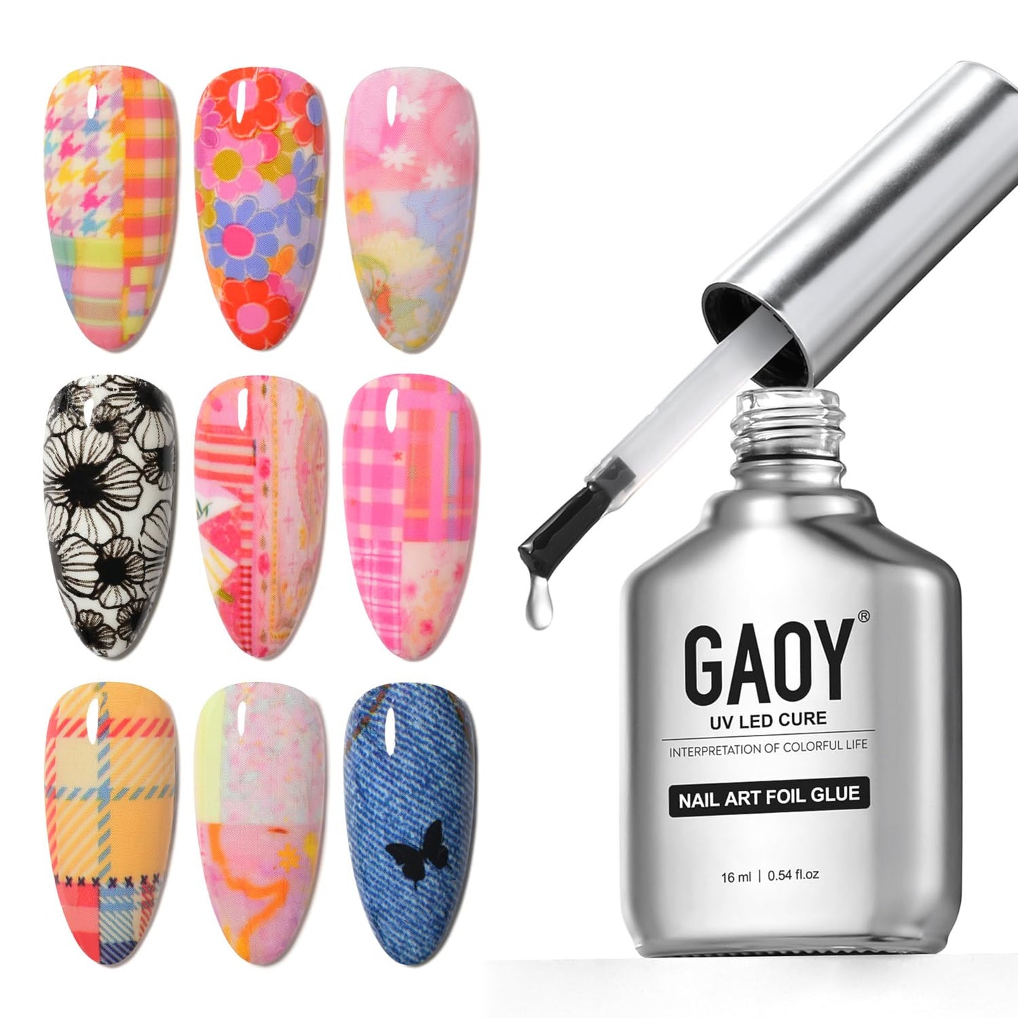GAOY 16ml Nail Foil Glue, High Adhesion Foil Transfer Gel for Nail Art Stickers, Soak Off UV Light Cure Gel Nail Polish Beauty and Personal Care GAOY Default Title