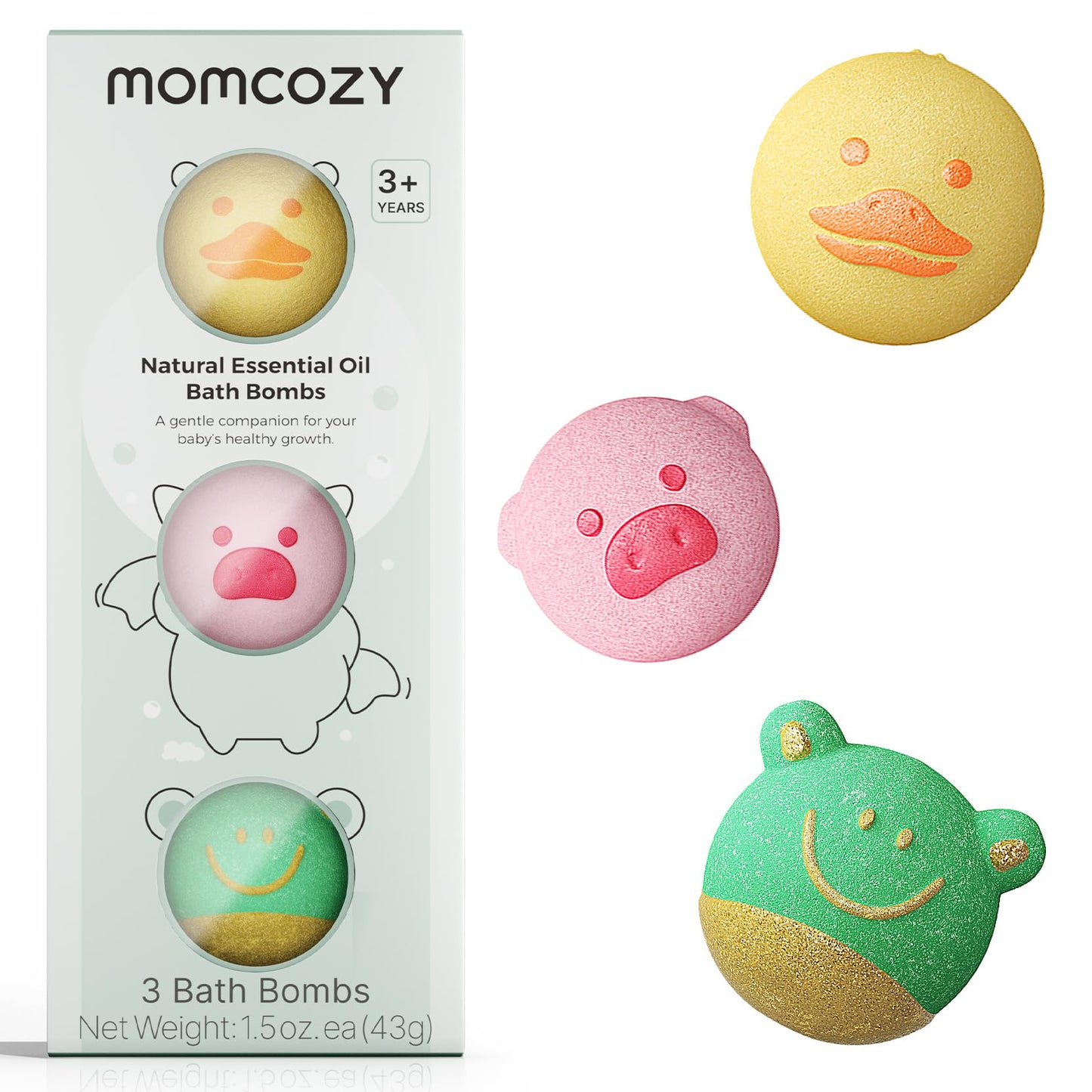 Momcozy Natural&Organic Essential Oil Bath Bombs,3 Pcs Bubble Bath Fizzy Balls with 3 Cute Shapes,Bath Bombs Gift Set for Kids Girls Boys Toddler Beauty and Personal Care Momcozy