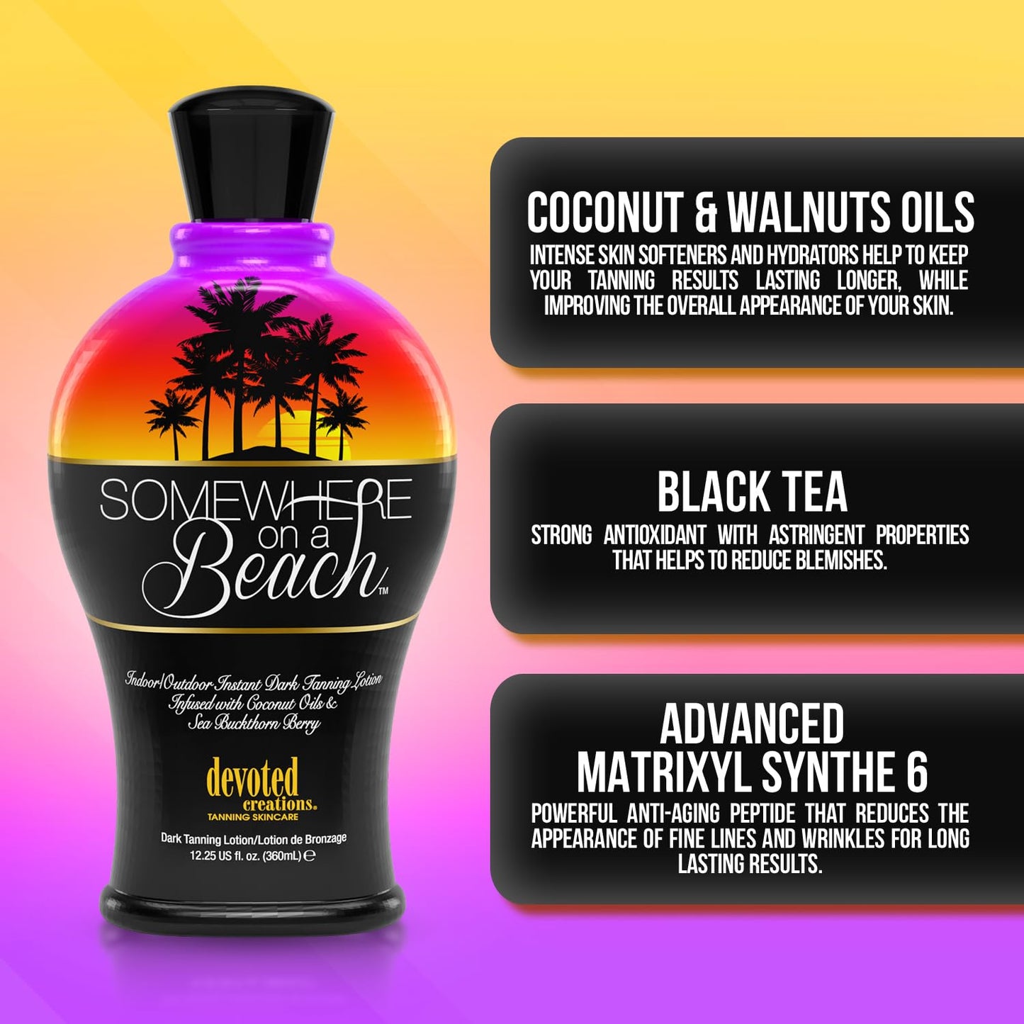 Somewhere on a Beach, Indoor Outdoor, Instant Dark Tanning Lotion 12.25 Ounce Beauty & Personal Care Devoted Creations