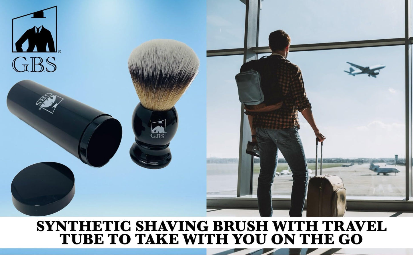 G.B.S Shaving Set for Sensitive Skin, Includes Steel Lather Bowl, Lavender and Citrus Aftershave Balm, Lavender and Citrus Shave Soap and Synthetic Beauty and Personal Care G.B.S