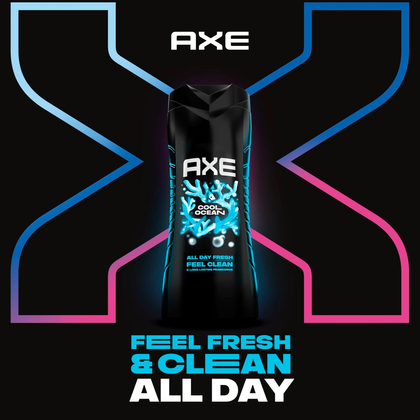 AXE Cool Ocean Men's Body Wash With Essential Oils 12H Refreshing Scent Body Wash For Men, Clean and Fresh Scent 16 oz Beauty & Personal Care AXE