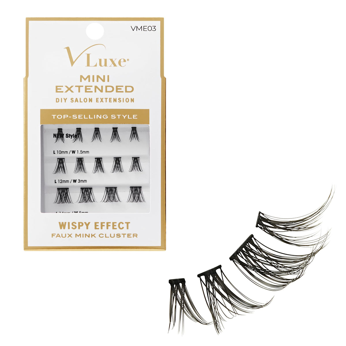 VLuxe Faux Mink Lash Cluster Mini Extended, 14 10-14mm Seamless DIY Lash Extensions, Lightweight Ultra Comfort False Eyelashes with Thin Microband