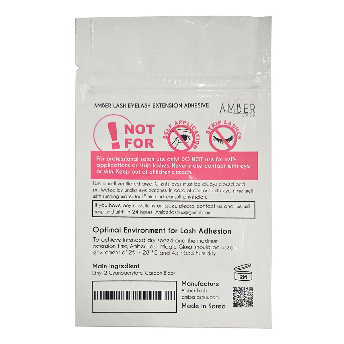 Mild Sensitive Eyelash Extension Magic Glue for Professional Lash Extensions, 1-2 Sec Dry Time & Up to 6 Weeks Retention, Black Adhesive by Amber Lash