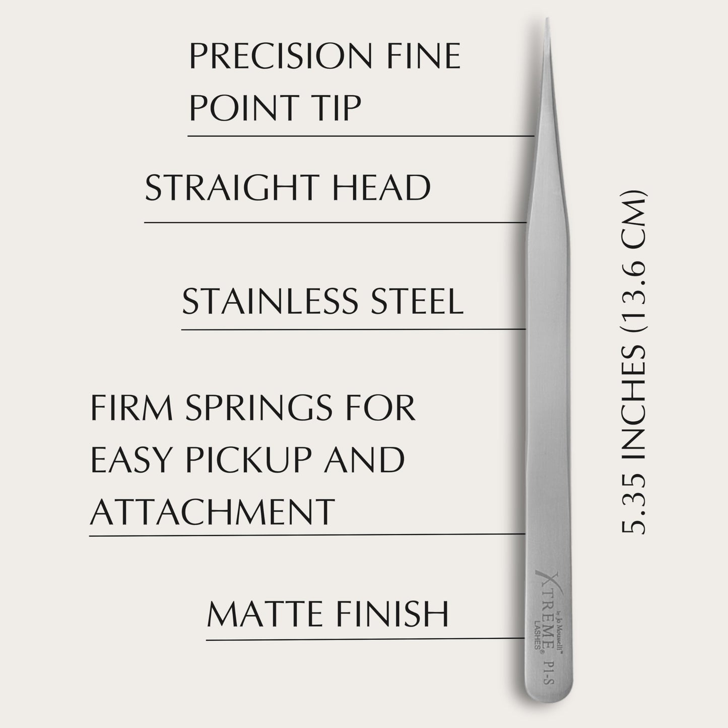 Xtreme Lashes Professional Straight P1-S Tweezer, 5.35 Inches (13.6 CM), Signature Series, Stainless Steel, Spring Tension, Precision Pickup Beauty and Personal Care Xtreme Lashes