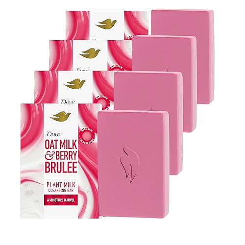 Dove Plant Milk Cleansing Bar Soap Oat Milk & Berry Brulee Moisture Marvel 4 Count for Moisturized Skin Gentle Cleanser, No Sulfate Cleansers or Beauty & Personal Care Dove