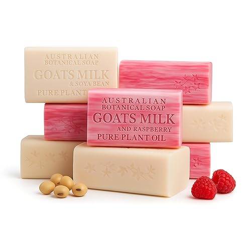 Australian Botanical Soap, Classic Goat Milk and Goat's Milk with Raspberry, 6.6 OZ, Triple Milled Bars made with Enriched with Organic Shea Butter Beauty & Personal Care Australian Botanical Soap
