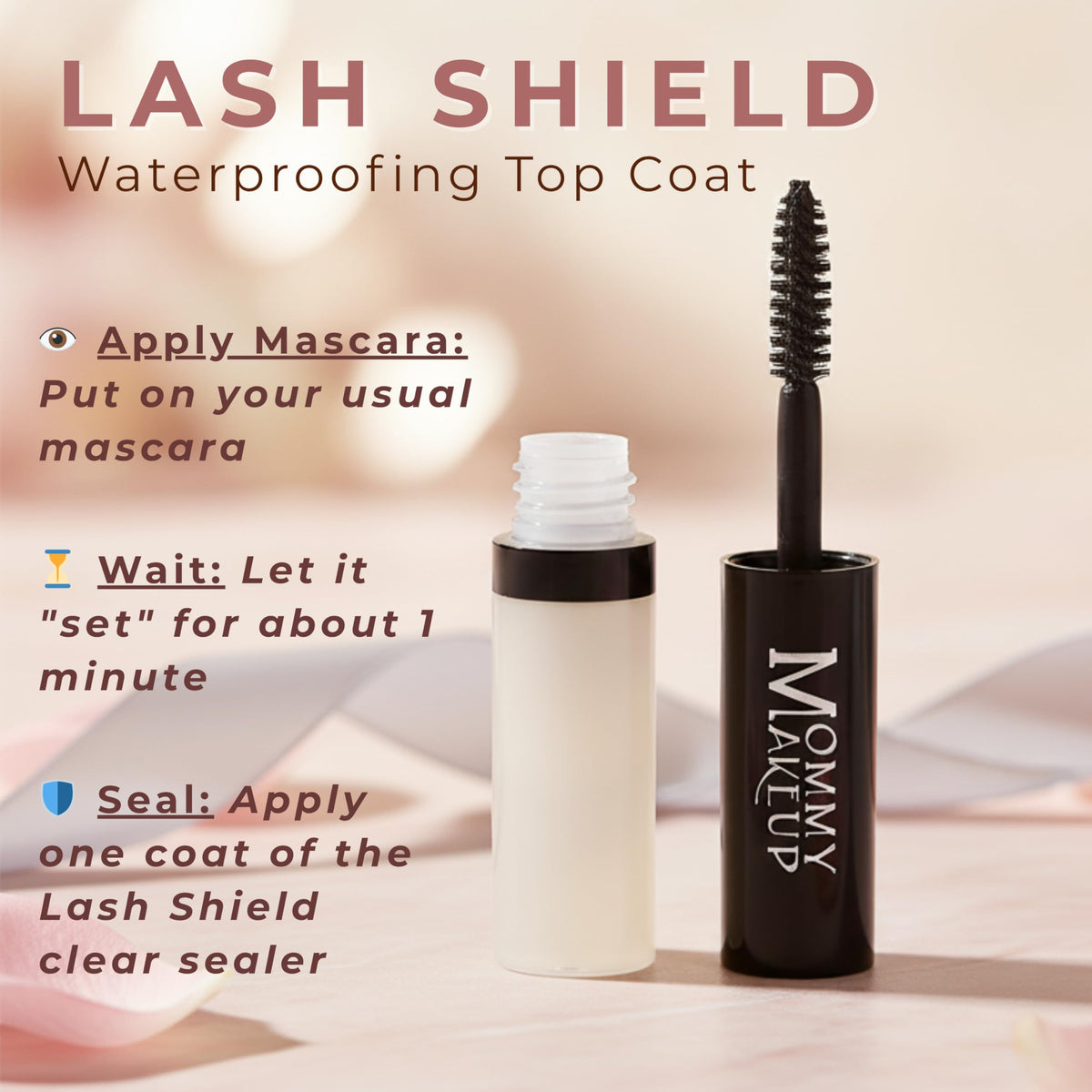 Lash Shield Waterproofing Top Coat for Mascara & Brows - Sweatproof, Tear-proof, Waterproof, Smudge-proof Mascara Fixer - Long Lasting Clear Eyelash Beauty & Personal Care Mommy Makeup