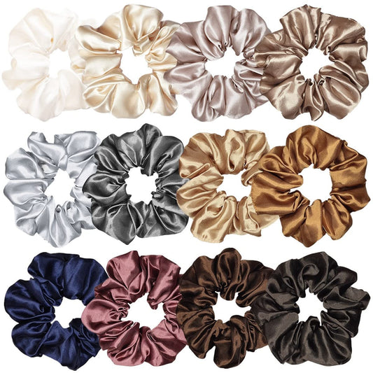 12 Pcs Satin Silk Scrunchies Soft Hair Ties Fashion Hair Bands Hair Bow Ropes Elastic Bracelets Ponytail Holders Hair Accessories for Women Girls (4.5 Beauty and Personal Care Sufermoe Default Title