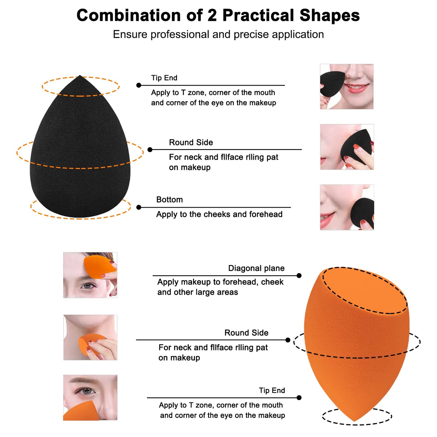12 Pieces Professional Makeup Sponge Set,Latex Free Flawless Soft Setting Face Puffs,Multicolor Makeup Blending Sponge Cosmetic Applicator Beauty & Personal Care Scartink