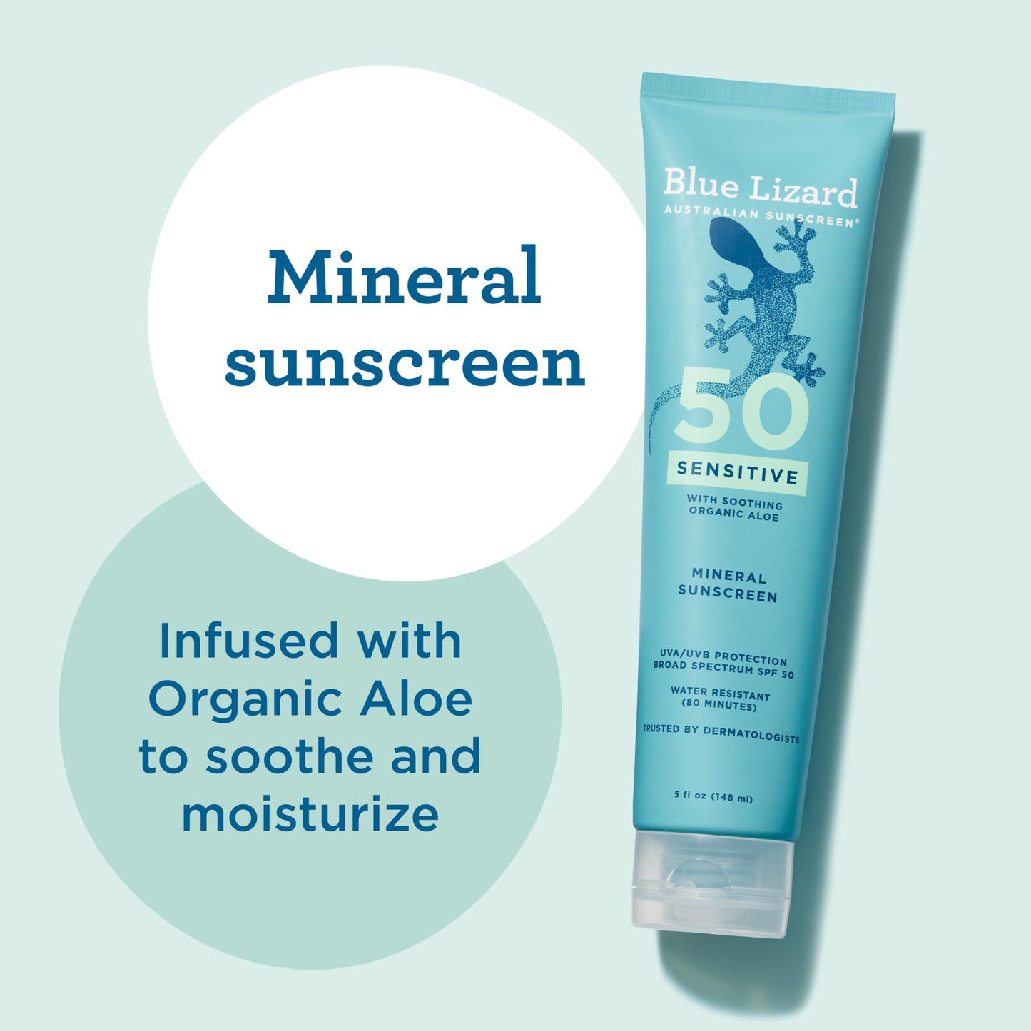 Blue Lizard Sensitive Mineral SPF 50 Sunscreen Lotion, 100% Mineral Sunscreen, UVA/UVB Protection, Infused with organic Aloe Vera, Soothes Beauty & Personal Care BLUE LIZARD