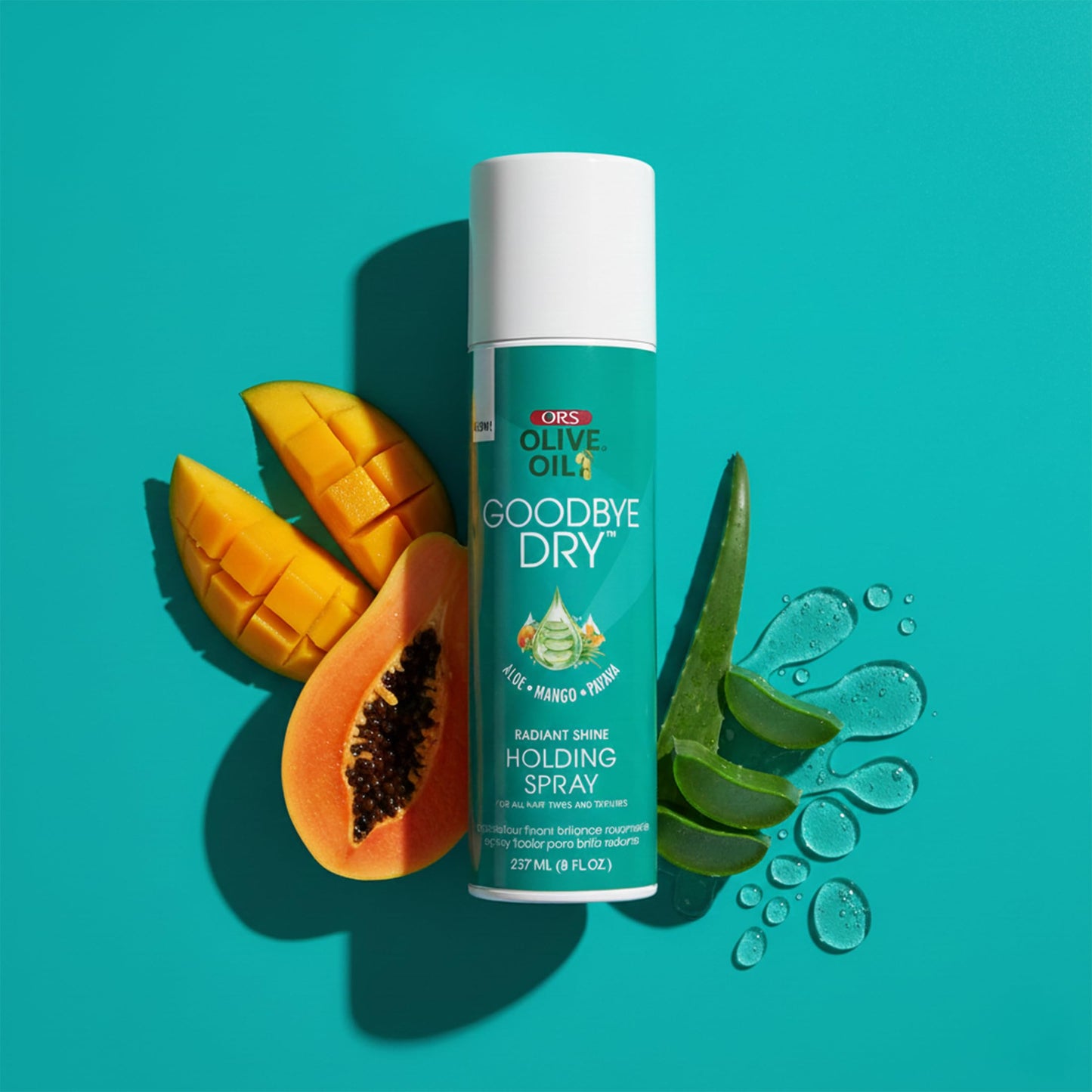 ORS Olive Oil Goodbye Dry Radiant Shine Holding Spray with Aloe, Mango & Papaya, Hydration & Nourishing for all Hair Types and Textures 8 Ounces (Pack Beauty & Personal Care ORS