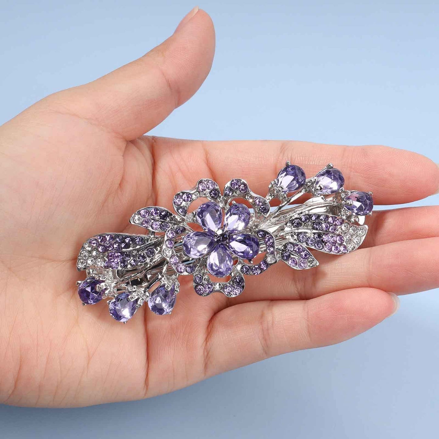 Yheakne Crystal Wedding Hair Clip Barrette Purple Rhinestone Hair Barrette Bling Bridal Headpieces Decorative Headwear Crystal Hair Clip Comb Bride Beauty & Personal Care Yheakne