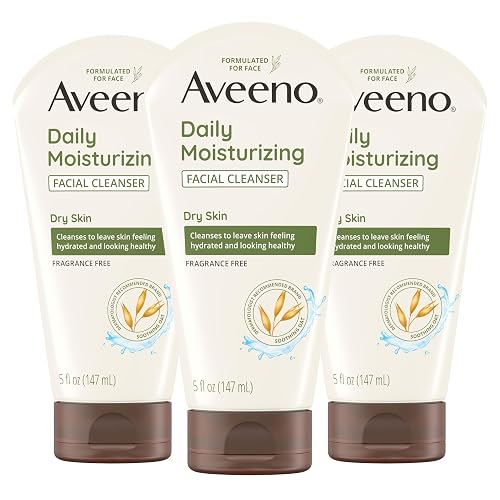 Aveeno Daily Moisturizing Facial Cleanser for Dry Skin, Hydrating Acne Face Wash with Soothing Oat for soft & Supple Skin, Free of Parabens, Sulfates Beauty & Personal Care Aveeno