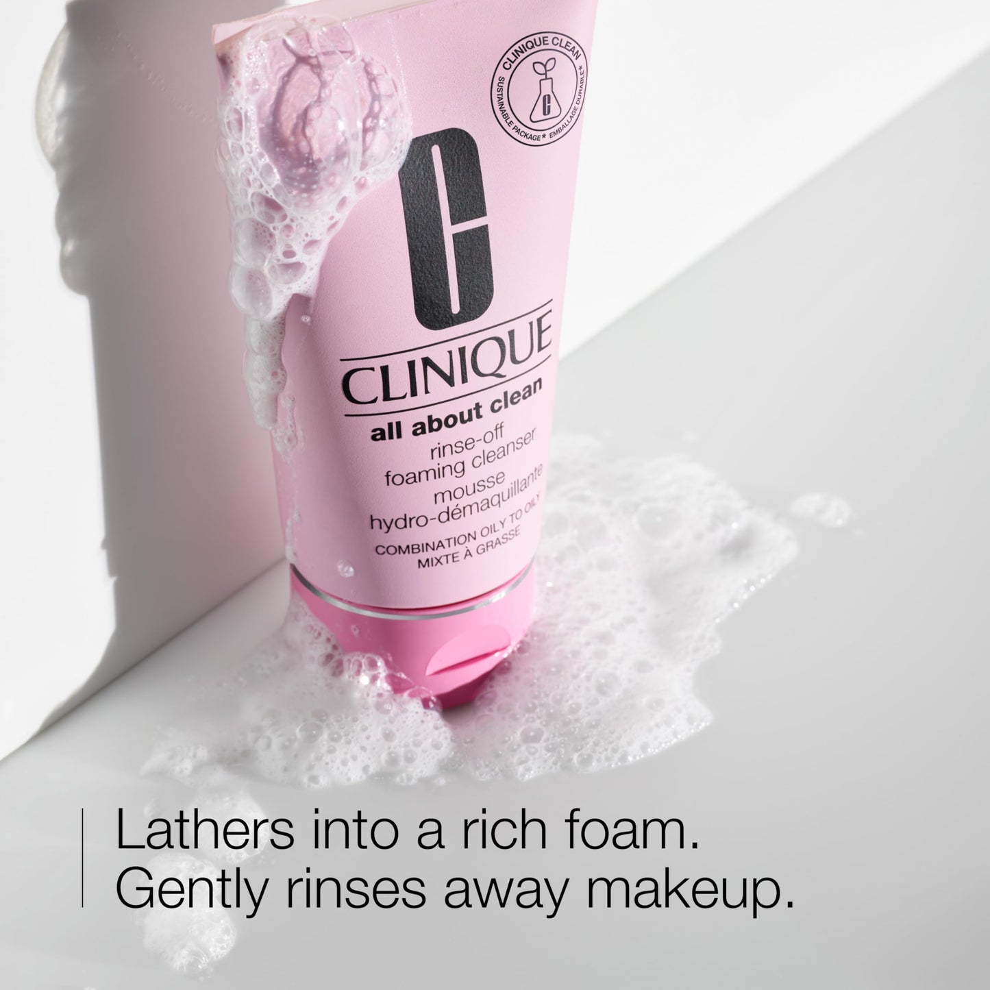 Clinique All About Clean Rinse-Off Foaming Face Wash With Hyaluronic Acid + Glycerin For Oily Skin Types | Dissolves Makeup + Sunscreen, Mini Travel Beauty and Personal Care Clinique