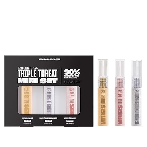 Babe Original Triple Threat Mini Set, Includes Babe Lash Essential Serum & Enhancing Conditioner + Babe Brow Amplifying Serum, 1 mL, 3 Pack Beauty & Personal Care BABE ORIGINAL