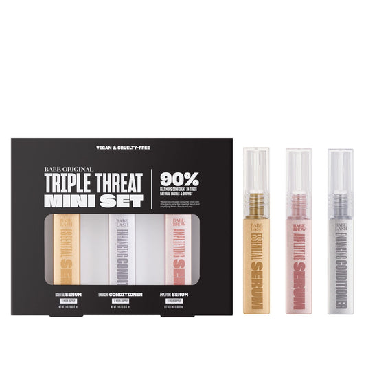 Babe Original Triple Threat Mini Set, Includes Babe Lash Essential Serum & Enhancing Conditioner + Babe Brow Amplifying Serum, 1 mL, 3 Pack Beauty & Personal Care BABE ORIGINAL