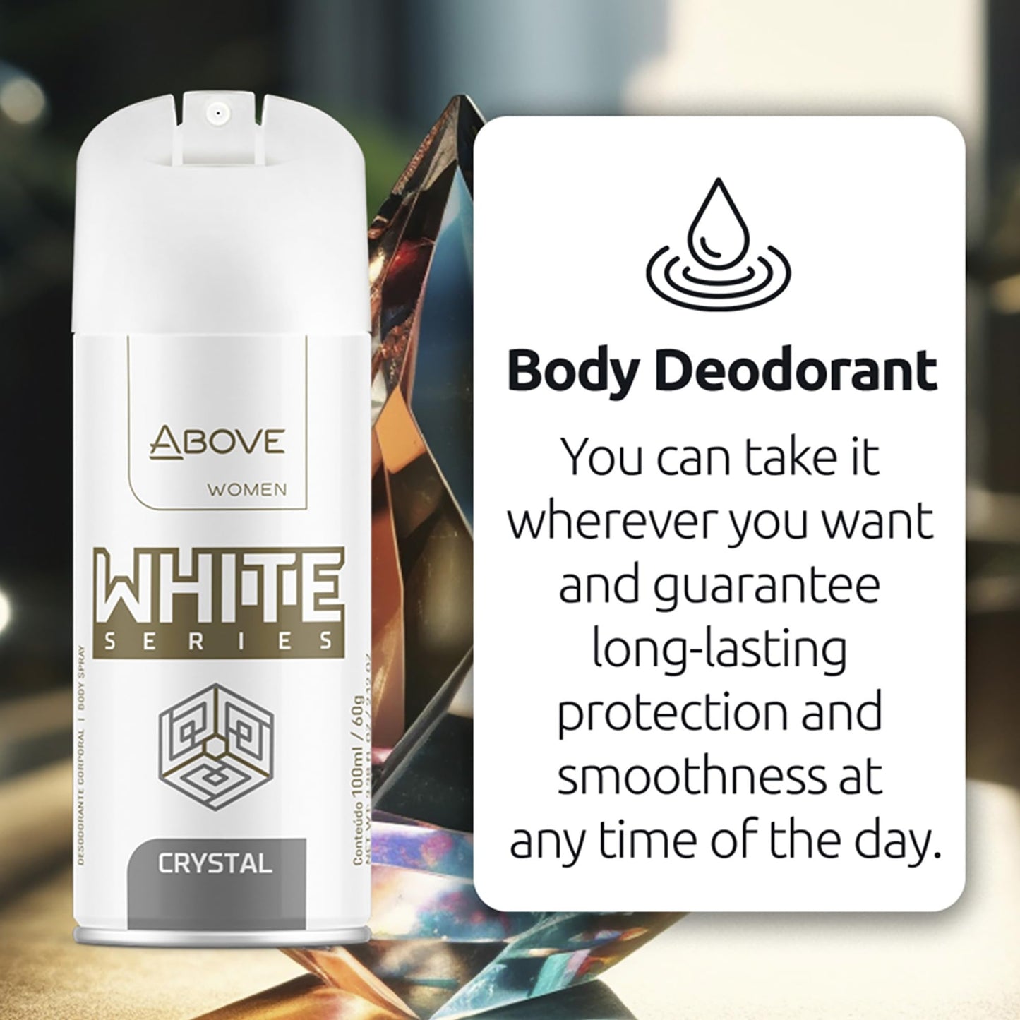 ABOVE White Series Body Spray, Crystal, 2.12 oz - Deodorant Spray - Masks Perspiration Odors - Long-Lasting Dry Spray - Paraben-Free - Cruelty-Free Beauty and Personal Care ABOVE