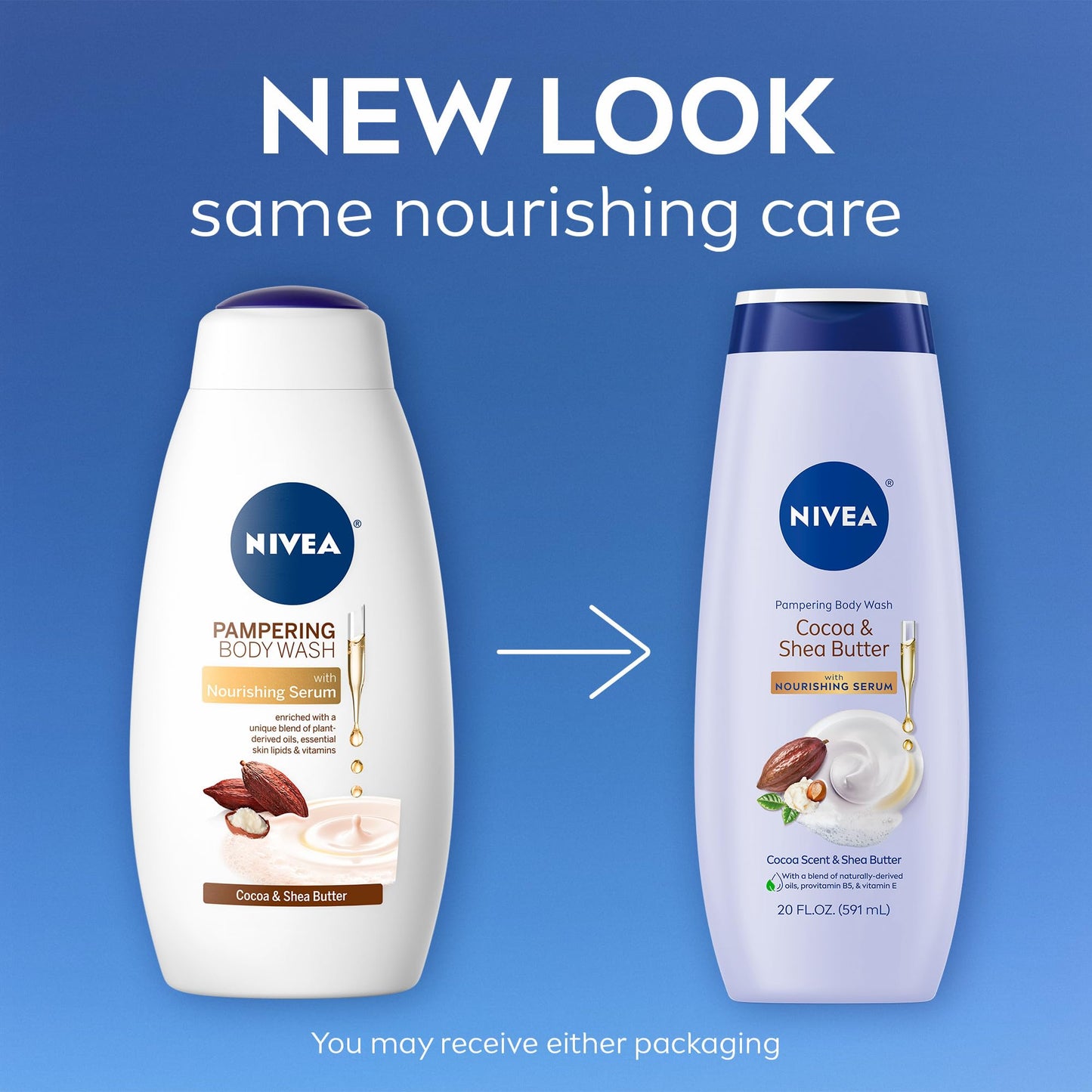 NIVEA Pampering Cocoa and Shea Butter Body Wash with Nourishing Serum, Moisturizing Body Wash for Women, Enriched with Provitamin B5 and Vitamin E, 20 Beauty & Personal Care NIVEA