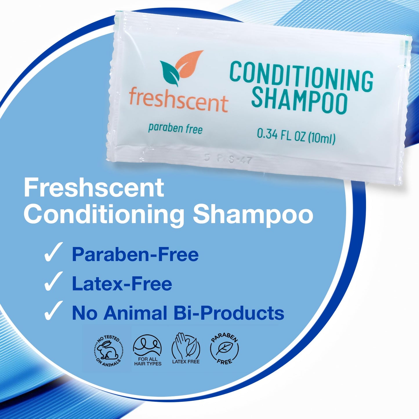 Freshscent Conditioning Shampoo - 100 Count, 0.34 oz Each - Single-Use, Paraben-Free, Easy-Open Travel Size for Hygiene Kits, Shelters, Hotels, Beauty & Personal Care Freshscent