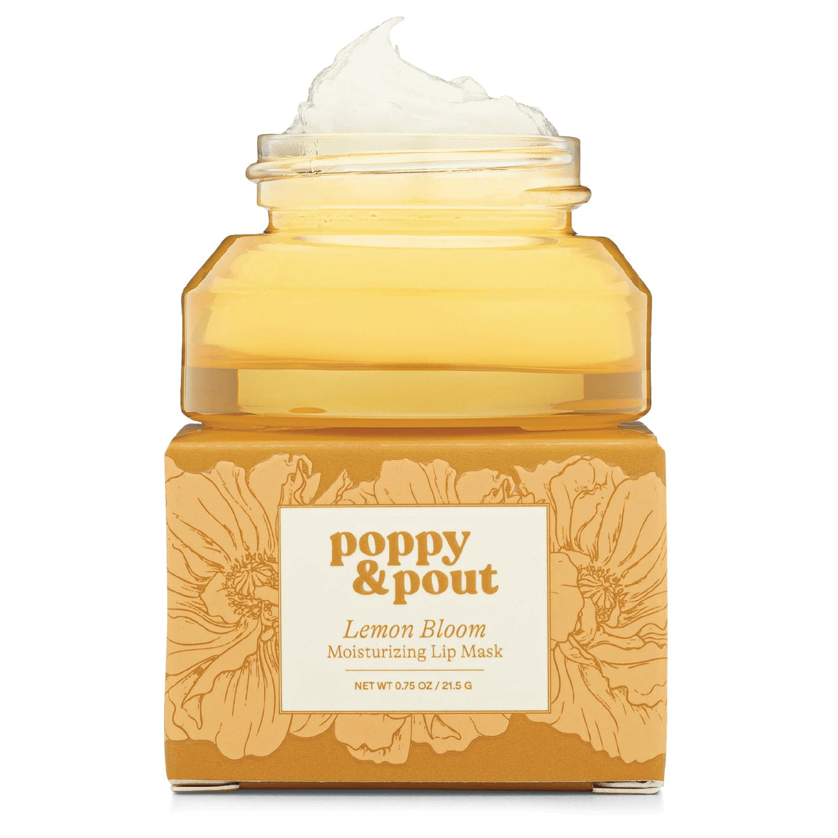 Poppy & Pout Lemon Bloom Overnight Lip Mask - Moisturizing Lip Repair with Shea Butter & Beeswax - Cruelty Free, Recyclable Glass Jar (0.65 oz) Beauty & Personal Care Poppy & Pout