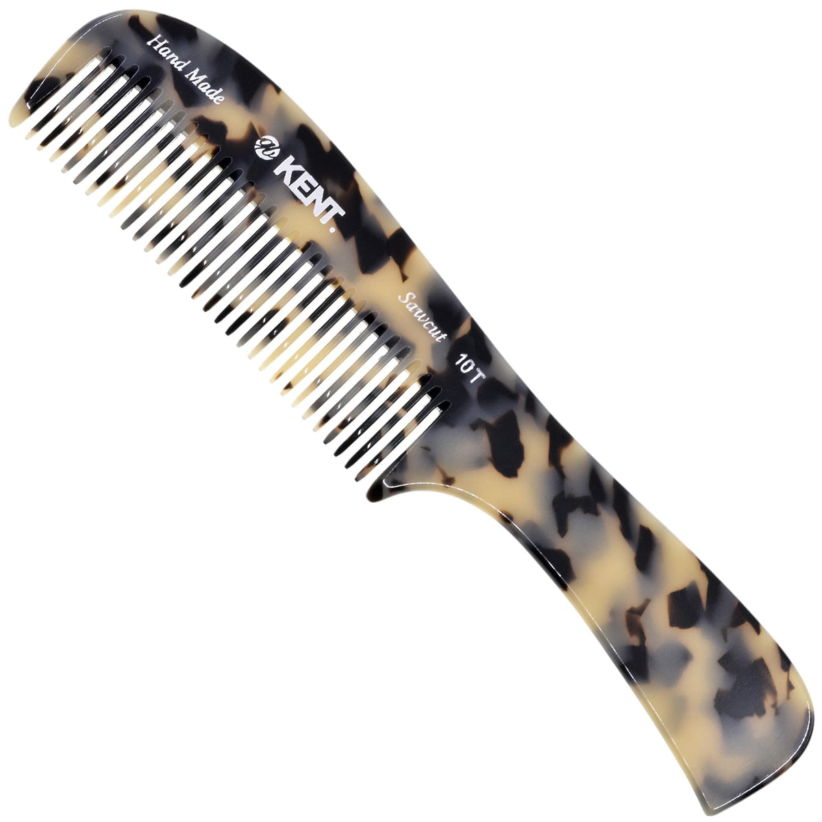 Kent 10T TW Large Detangler Comb, Handmade Wide Tooth Comb for Curly Thick Hair, Detangling Combs For Wet and Dry Hair, Saw-Cut and Hand Polished Made