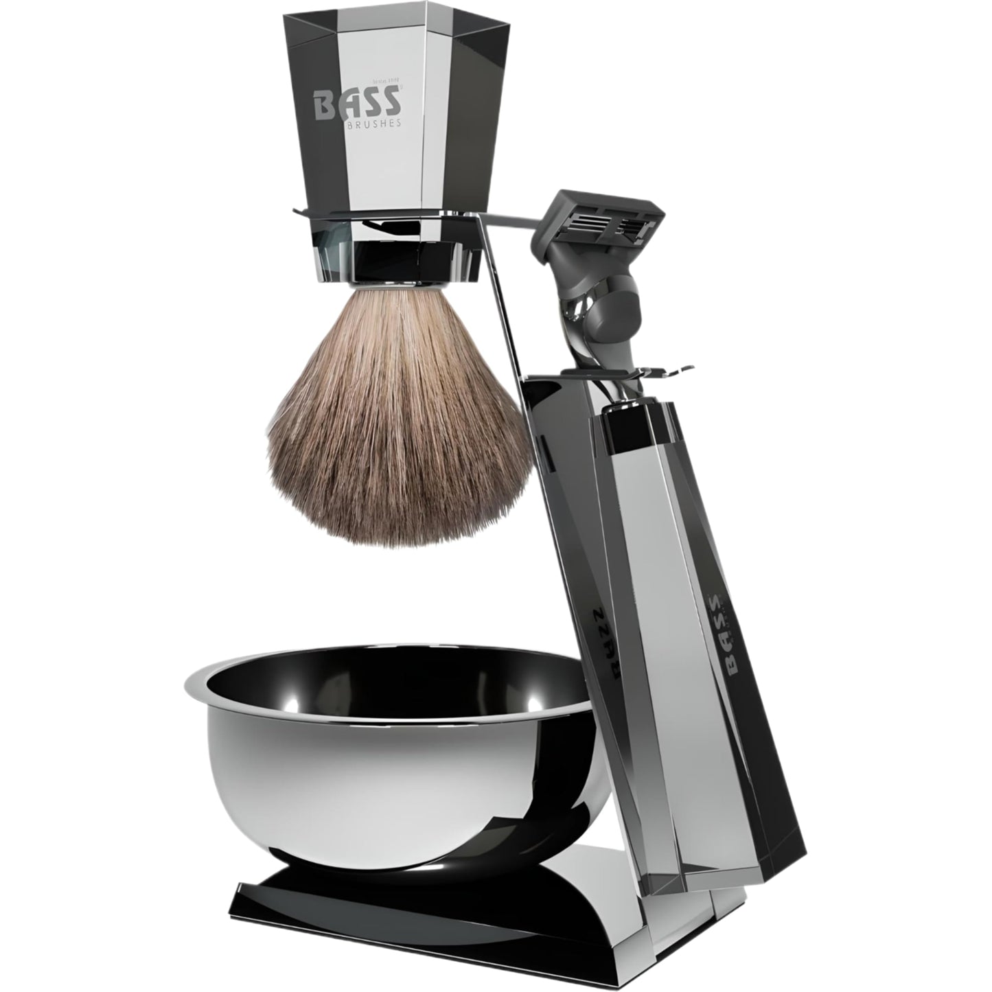 Bass Blades Egiziano Shave Set - Premium hand-cut acrylic handles with translucent finish, luxury grade polished metal hardware, and pure fine natural Beauty and Personal Care Bass