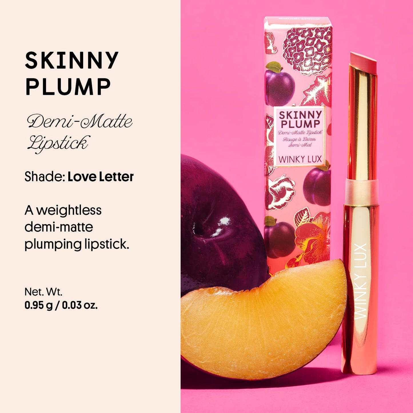 Winky Lux Skinny Plump Demi Matte Lipstick - Nude Pink Lip, Natural Plump Lipstick, Weightless Long Lasting Soft Matte Lip Crayon, Infused Beauty & Personal Care Winky Lux
