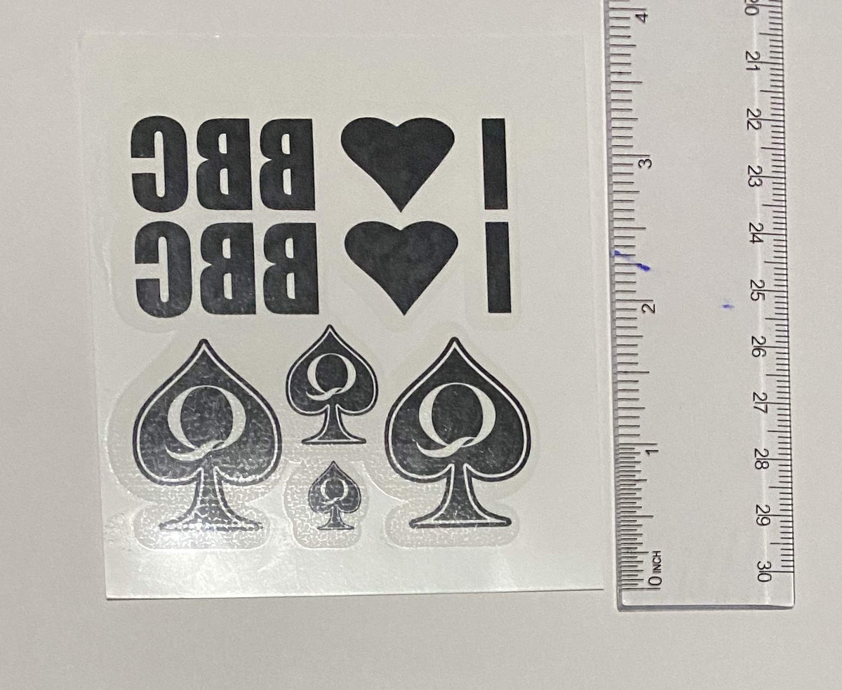 8 Sheets of QoS Related Temporary Tattoo Set with Queen of Spaces BBC Only And More