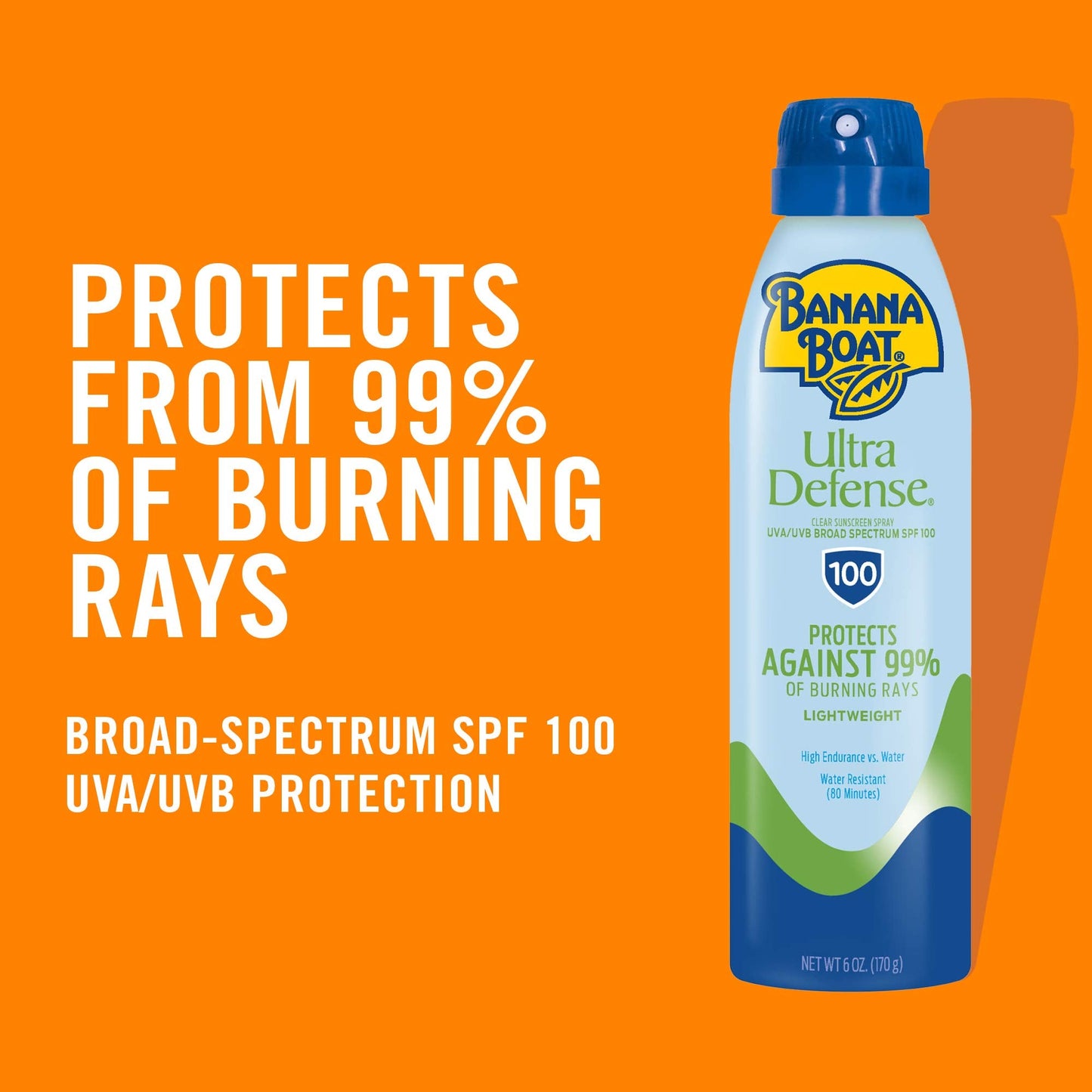 Banana Boat Ultra Defense Clear Sunscreen Spray SPF 100, 6oz | Lightweight Sunscreen, Banana Boat SPF 100, Water Resistant, 6oz Beauty & Personal Care Banana Boat