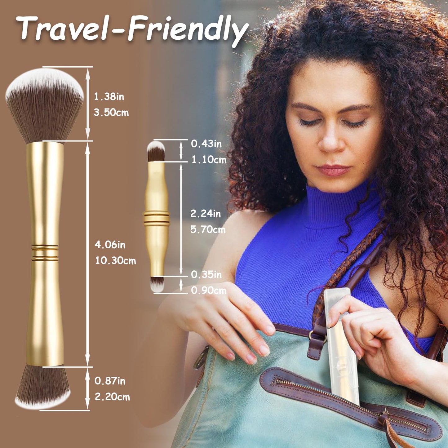 Voxora 4 in 1 Makeup Brush Set - All in One Powder/Blush, Foundation, Blending & Eyeshadow Brushes, Compact & Travel Essential Beauty & Personal Care Voxora