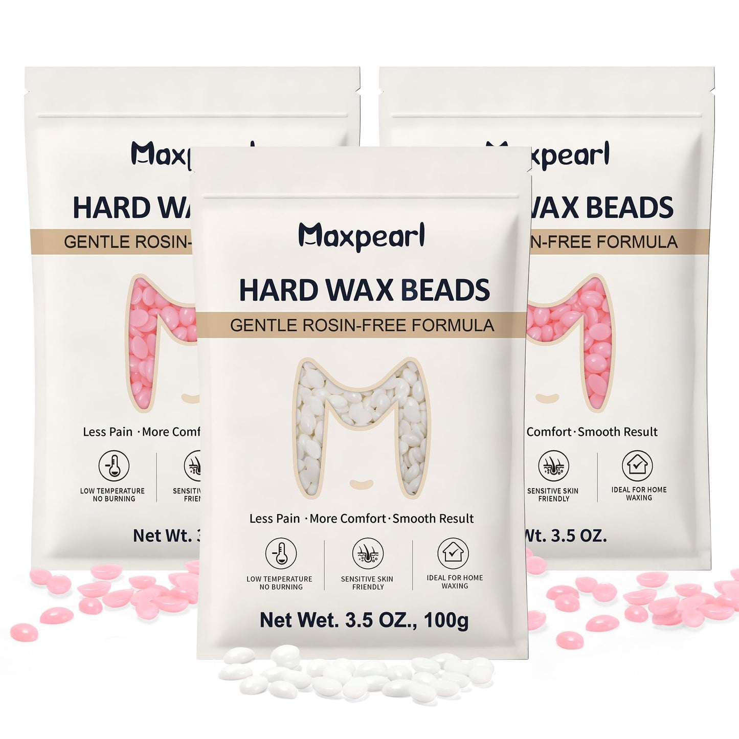 Maxpearl Rosin-Free Hard Wax Beads, 300g / 10.5oz - for Sensitive Skin - Hair Removal Wax Beans for Branzilan Waxing, Bikini, Face, Underarms, Legs Beauty and Personal Care Maxpearl Default Title