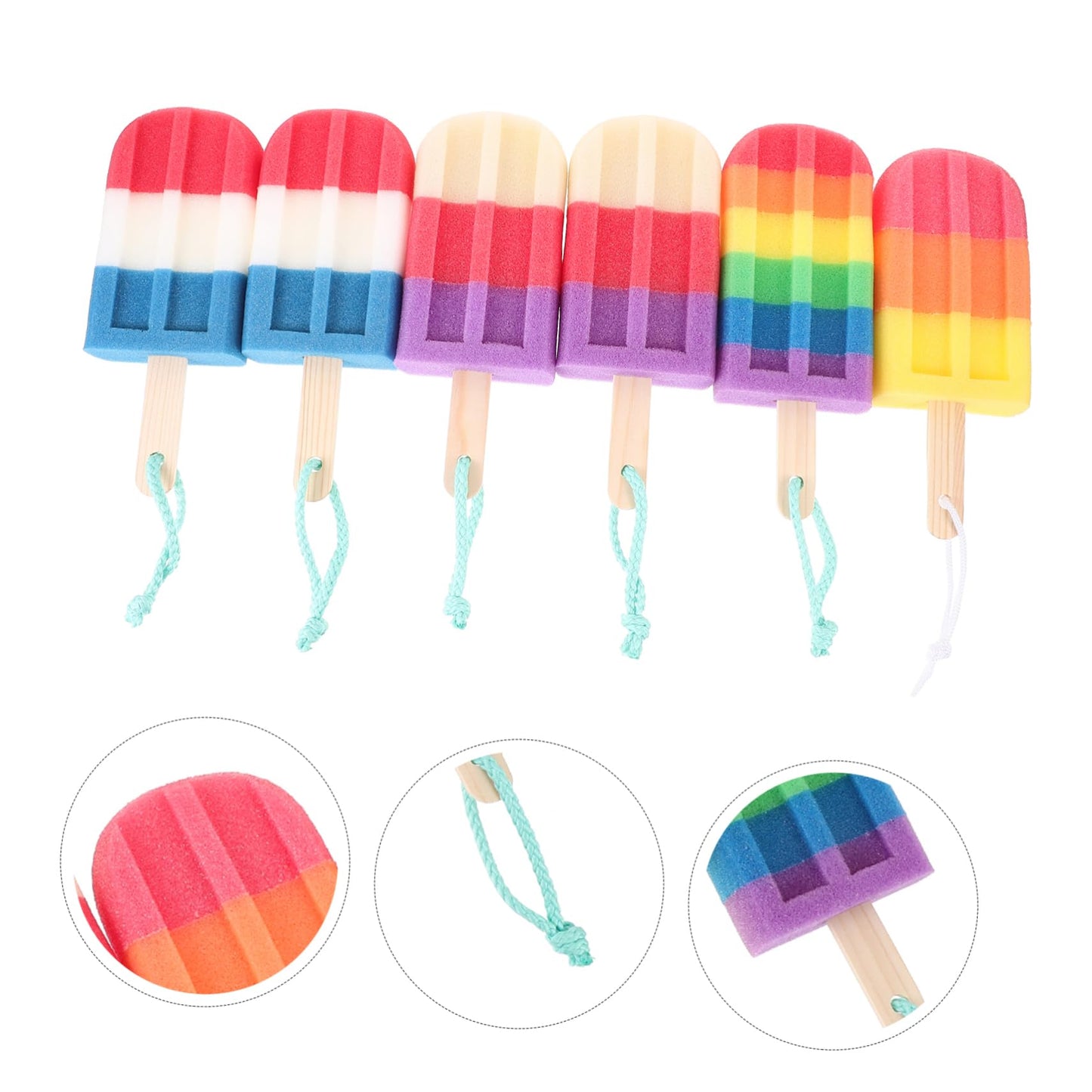 HOODANCOS 6pcs Ice Cream Cone Bath Sponges Boys and Girls Ice Pop Sponges Bath Exfoliating Shower Pouf Brush Body Skin Scrubber for Women Men Random Beauty and Personal Care HOODANCOS